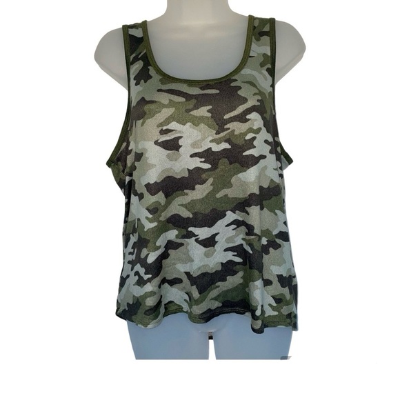 Lucky Brand Green Camo Army PJ Pajama Sets Soft Comfy Pants Tank Tee L - Picture 3 of 15